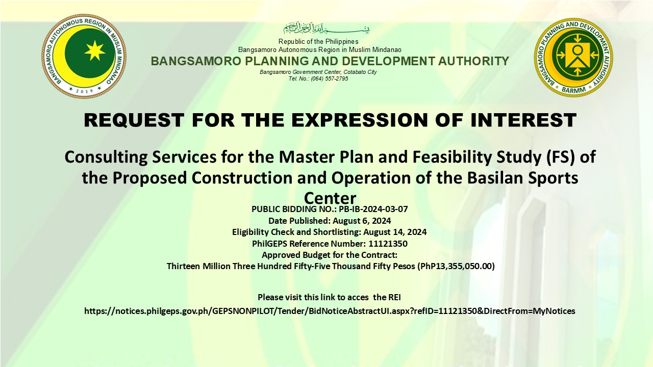 REQUEST FOR THE EXPRESSION OF INTEREST BASILAN SC